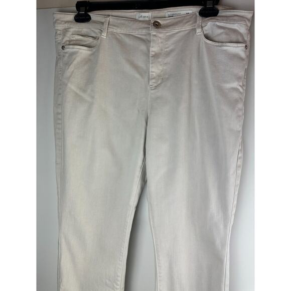 J. Jill Authentic Fit Cropped Jeans Fringe Raw Hem Pebble Cream Plus Size 16 - Picture 5 of 7